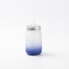 15oz Sublimation BLANK Frosted Mason Jar w/ Lid & Straw - DARK BLUE