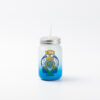 15oz Sublimation BLANK Frosted Mason Jar w/ Lid & Straw -LT BLUE - Image 3
