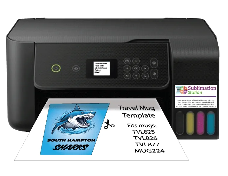 A sublimation printer in use printing a design.