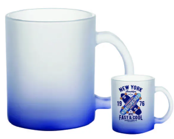 11oz. Blue Gradient Mug - Frosted White to Dark Blue