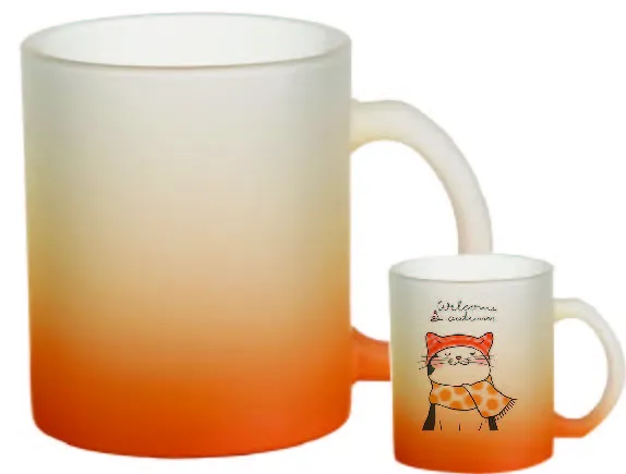 11oz. Orange Gradient Mug - Frosted White to Orange
