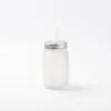 15oz Sublimation BLANK Frosted Mason Jar w/ Lid & Straw
