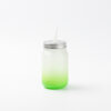 15oz Sublimation BLANK Frosted Mason Jar w/ Lid & Straw - GREEN