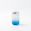 15oz Sublimation BLANK Frosted Mason Jar w/ Lid & Straw -LT BLUE