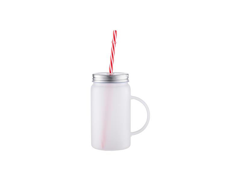 17oz Sublimation BLANK Frosted Mason Jar w/ Handle