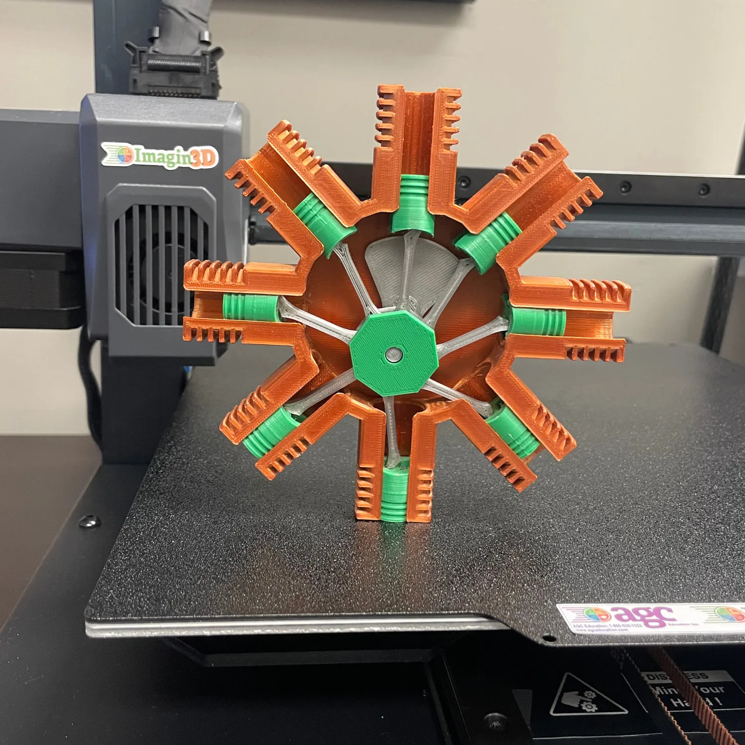 3D printed engine model with moving parts