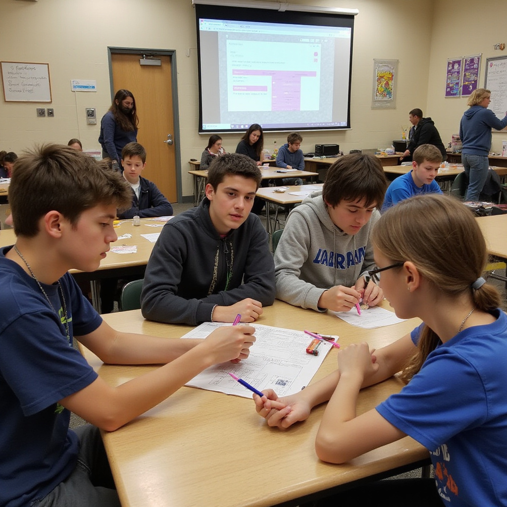 Diverse group of teenagers collaborating on a hands-on STEM project in a bright classroom, using laptops and lab equipment rsi mathcamp rsi simr tass cosmos tass stanford institutes of medicine summer research program tass rsi michigan state university michigan state university rsi cosmos rsi hcssim mites rsi rsi rsi tass rsi rsi rsi tass california state summer school for mathematics and science hcssim rsi rsi simr