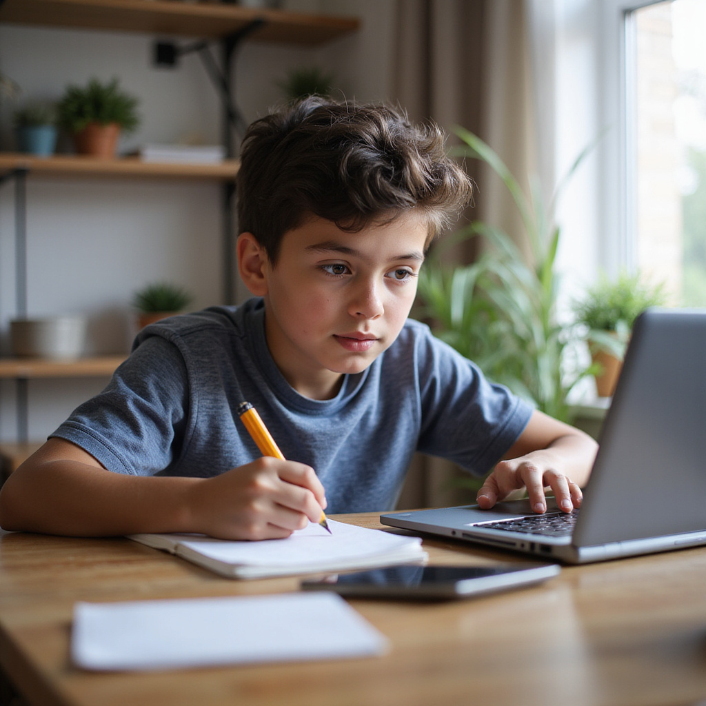 Teenager studying intently at a desk using a laptop for online learning cty cty cty cty cty cty johns hopkins center for talented youth johns hopkins center for talented youth