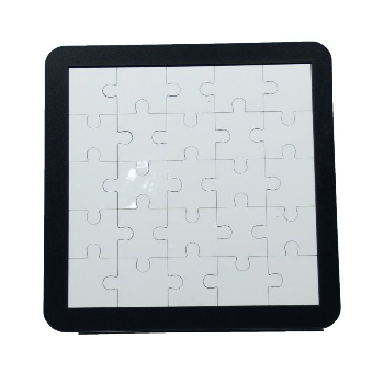 Blank front view of not printed on square puzzle with frame for sublimation printer