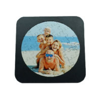 Sublimation printed round puzzle on a frame
