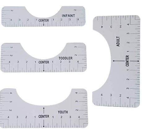 Blank Sublimation T-Shirt Transfer Alignment Ruler (4 Piece) for