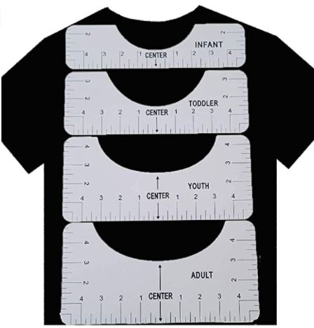 Blank Sublimation T-Shirt Transfer Alignment Ruler (4 Piece) for Printing