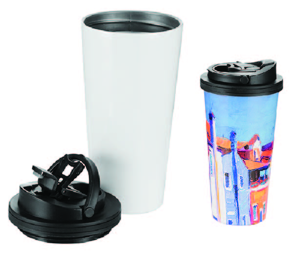 White Plastic Sublimation Travel Mug - 15oz.