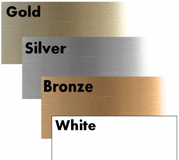 gold silver bronze and white plaques