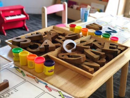 brown letters on table