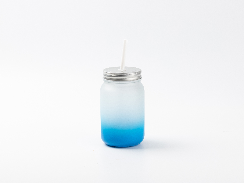 15oz Sublimation Mason Glass Jars with Handle & Lid with Straw